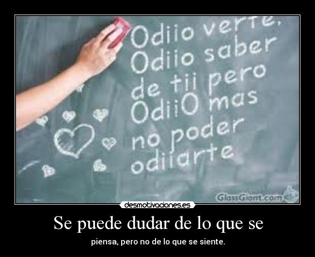 Se puede dudar de lo que se - piensa, pero no de lo que se siente.