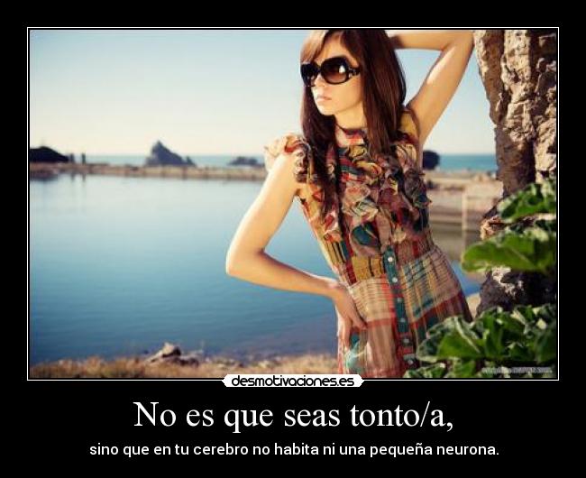 No es que seas tonto/a, - sino que en tu cerebro no habita ni una pequeña neurona.