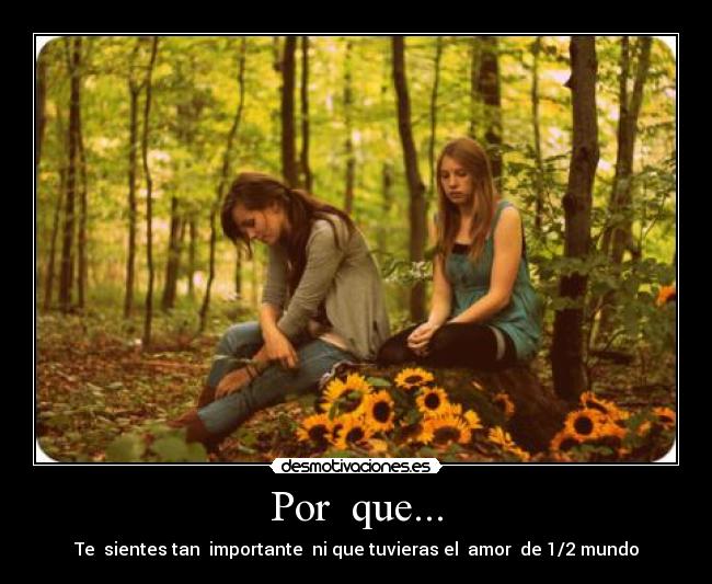 Por  que... - Te  sientes tan  importante  ni que tuvieras el  amor  de 1/2 mundo