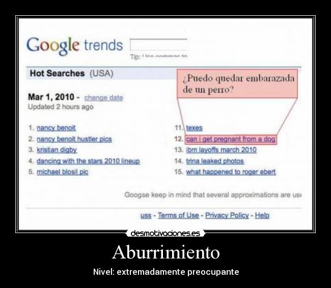 Aburrimiento - Nivel: extremadamente preocupante