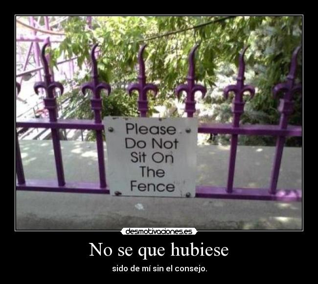 No se que hubiese - sido de mí sin el consejo.