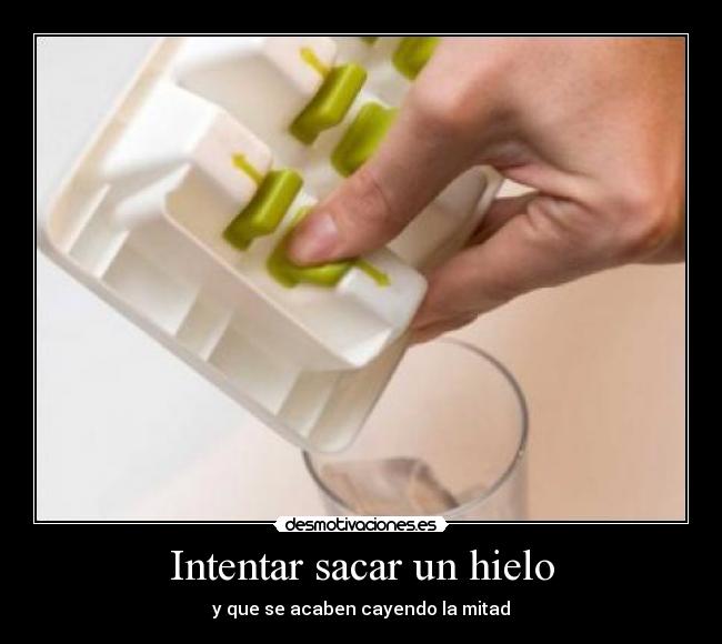 Intentar sacar un hielo - y que se acaben cayendo la mitad