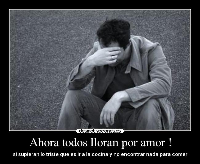 Ahora todos lloran por amor ! - si supieran lo triste que es ir a la cocina y no encontrar nada para comer