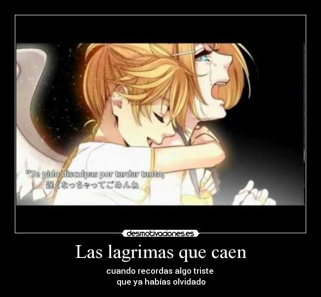 Las lagrimas que caen - cuando recordas algo triste
que ya habías olvidado