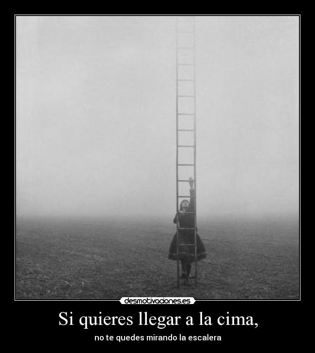 Si quieres llegar a la cima, - no te quedes mirando la escalera
