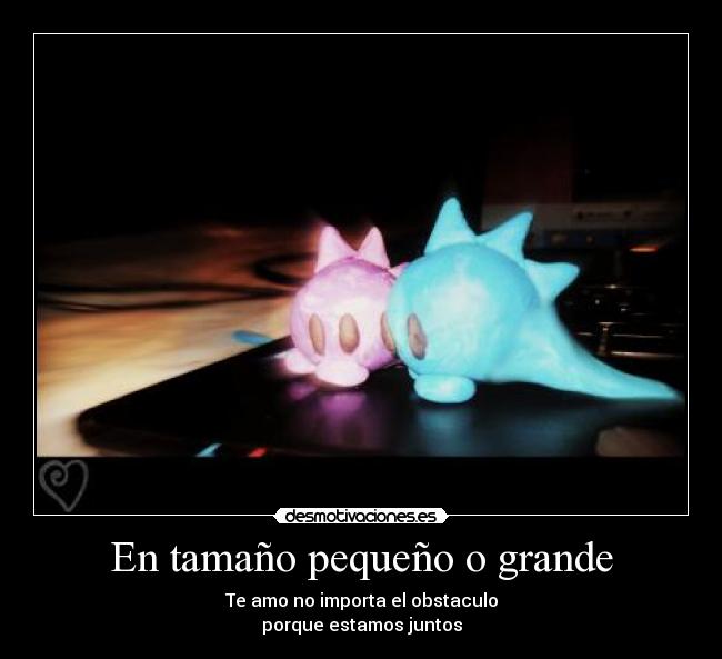 En tamaño pequeño o grande - Te amo no importa el obstaculo
porque estamos juntos