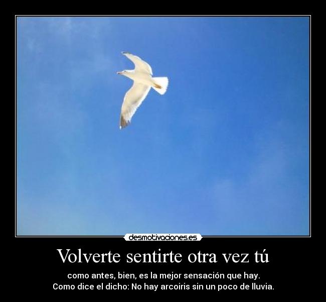 Volverte sentirte otra vez tú - como antes, bien, es la mejor sensación que hay.
Como dice el dicho: No hay arcoiris sin un poco de lluvia.