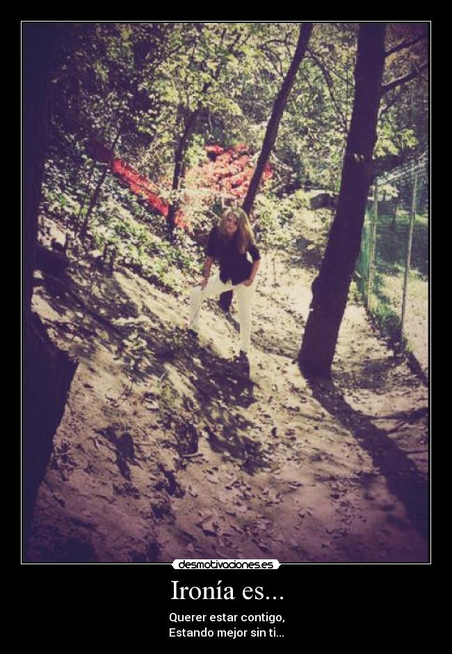 Ironía es... - Querer estar contigo,
Estando mejor sin ti...