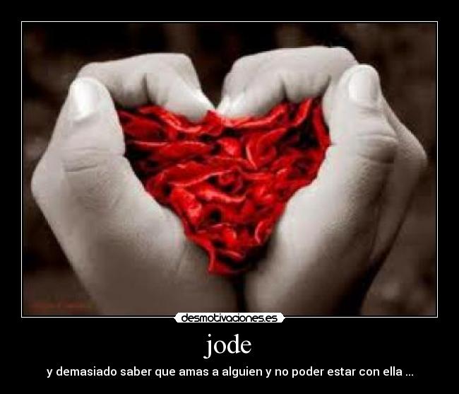 jode - y demasiado saber que amas a alguien y no poder estar con ella ...