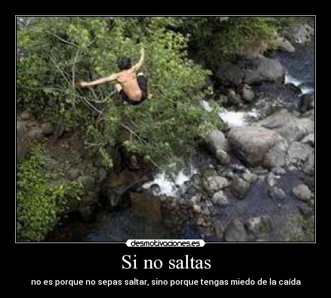 Si no saltas - no es porque no sepas saltar, sino porque tengas miedo de la caída