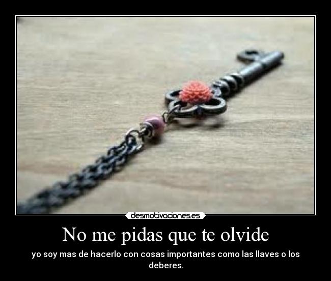 No me pidas que te olvide - yo soy mas de hacerlo con cosas importantes como las llaves o los deberes.