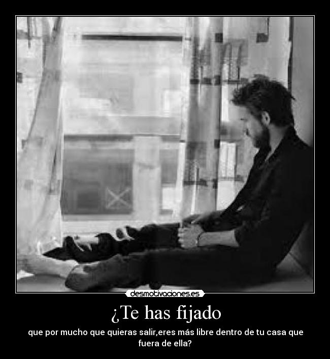 ¿Te has fijado - que por mucho que quieras salir,eres más libre dentro de tu casa que fuera de ella?