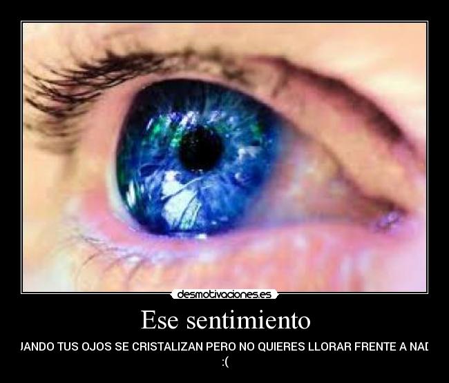 Ese sentimiento - CUANDO TUS OJOS SE CRISTALIZAN PERO NO QUIERES LLORAR FRENTE A NADIE
:(
