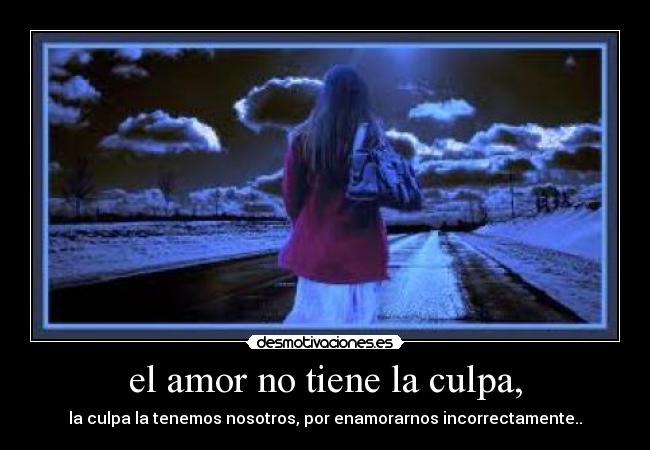 el amor no tiene la culpa, - la culpa la tenemos nosotros, por enamorarnos incorrectamente..