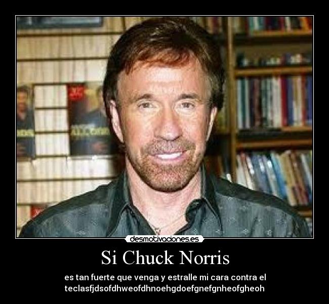 Si Chuck Norris - es tan fuerte que venga y estralle mi cara contra el
teclasfjdsofdhweofdhnoehgdoefgnefgnheofgheoh