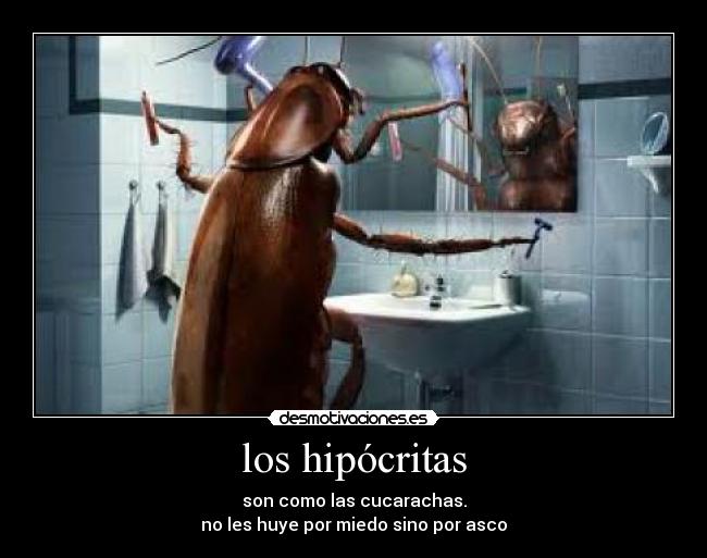 los hipócritas - son como las cucarachas.
no les huye por miedo sino por asco
