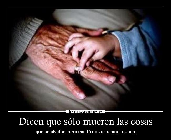 Dicen que sólo mueren las cosas - que se olvidan, pero eso tú no vas a morir nunca.