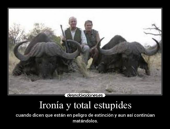 Ironía y total estupides - cuando dicen que están en peligro de extinción y aun así continúan matándolos.