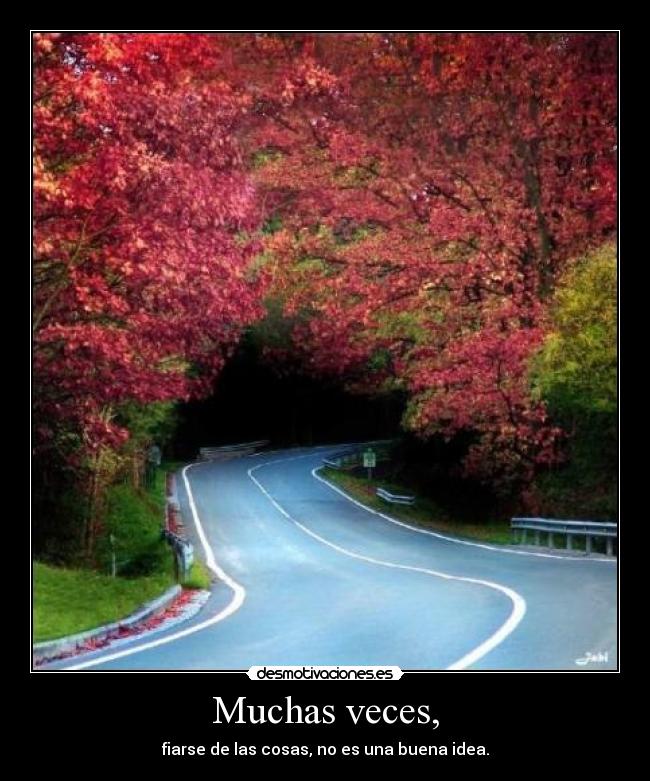 Muchas veces, - fiarse de las cosas, no es una buena idea.