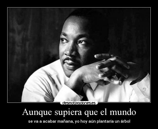 Aunque supiera que el mundo - se va a acabar mañana, yo hoy aún plantaría un árbol