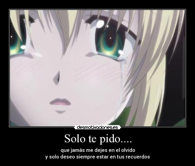 Solo te pido.... - que jamás me dejes en el olvido
y solo deseo siempre estar en tus recuerdos