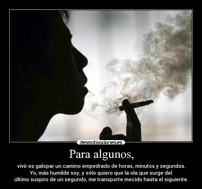 Para algunos, - vivir es galopar un camino empedrado de horas, minutos y segundos.
Yo, más humilde soy, y sólo quiero que la ola que surge del
último suspiro de un segundo, me transporte mecido hasta el siguiente.