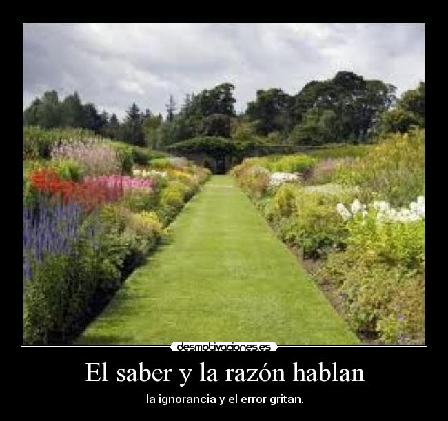 El saber y la razón hablan - la ignorancia y el error gritan.