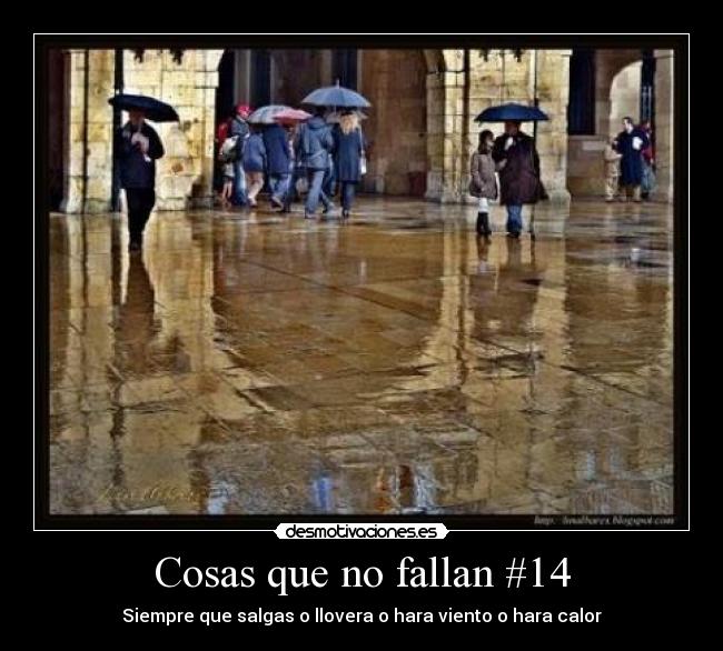 Cosas que no fallan #14 - Siempre que salgas o llovera o hara viento o hara calor