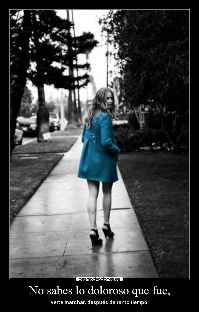 No sabes lo doloroso que fue, - verte marchar, después de tanto tiempo.