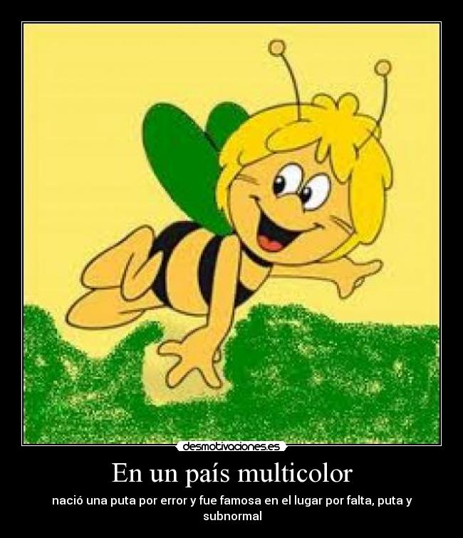 En un país multicolor - nació una puta por error y fue famosa en el lugar por falta, puta y subnormal