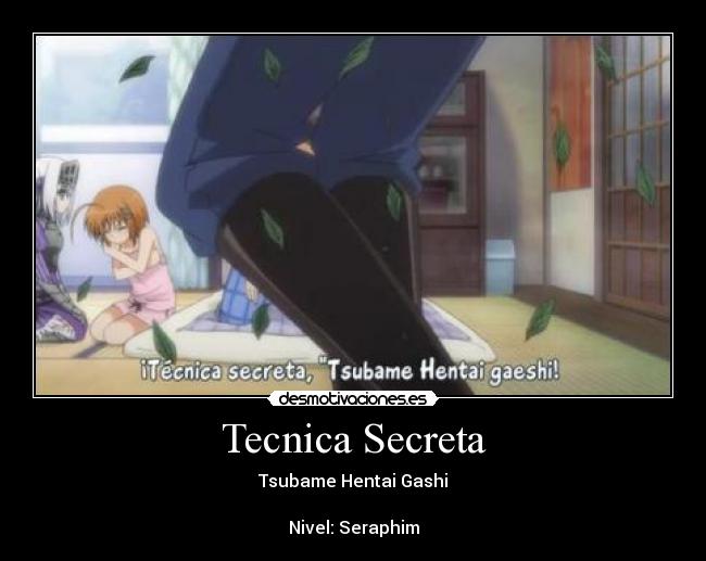 Tecnica Secreta - Tsubame Hentai Gashi

Nivel: Seraphim