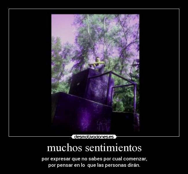 muchos sentimientos - por expresar que no sabes por cual comenzar,
por pensar en lo que las personas dirán.