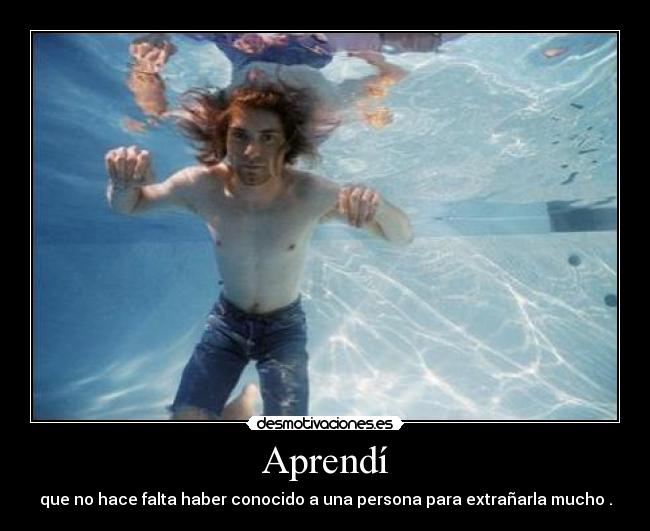 Aprendí - que no hace falta haber conocido a una persona para extrañarla mucho .