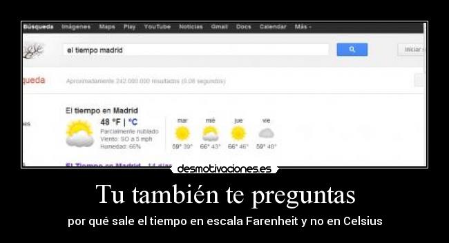Tu también te preguntas - por qué sale el tiempo en escala Farenheit y no en Celsius