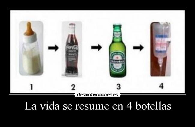 La vida se resume en 4 botellas -