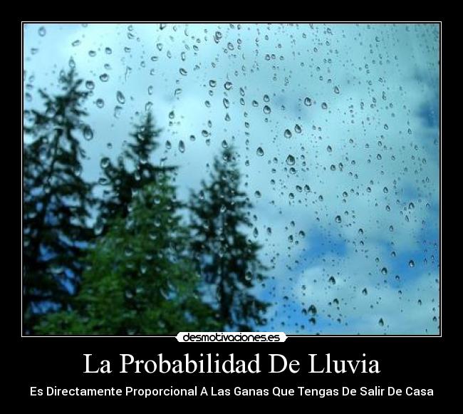 La Probabilidad De Lluvia - Es Directamente Proporcional A Las Ganas Que Tengas De Salir De Casa