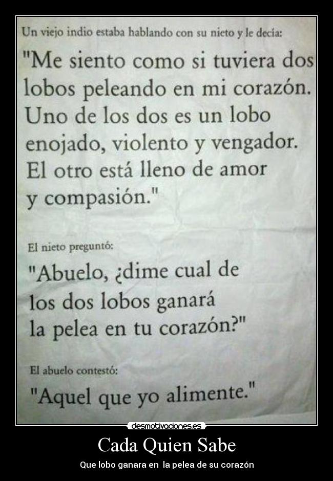 Cada Quien Sabe - Que lobo ganara en  la pelea de su corazón