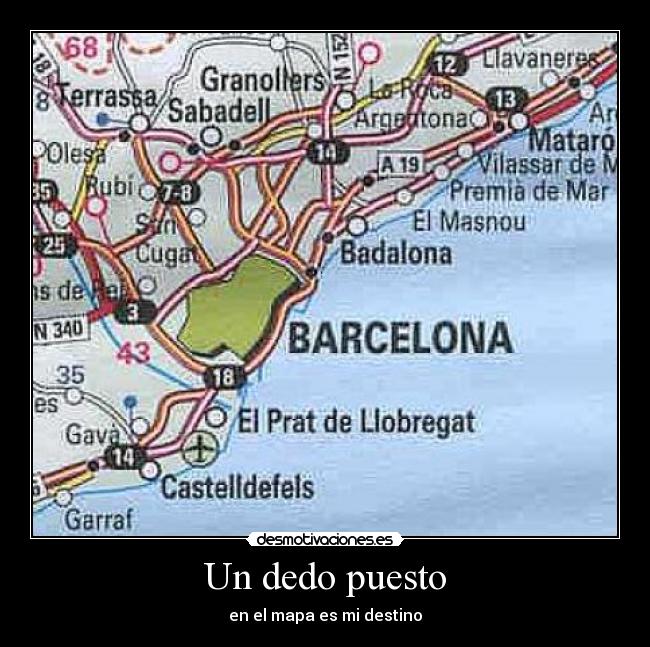 Un dedo puesto - en el mapa es mi destino