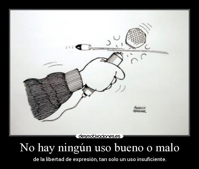 No hay ningún uso bueno o malo - de la libertad de expresión, tan solo un uso insuficiente.