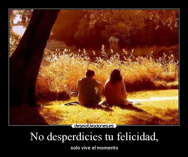 No desperdicies tu felicidad, - solo vive el momento