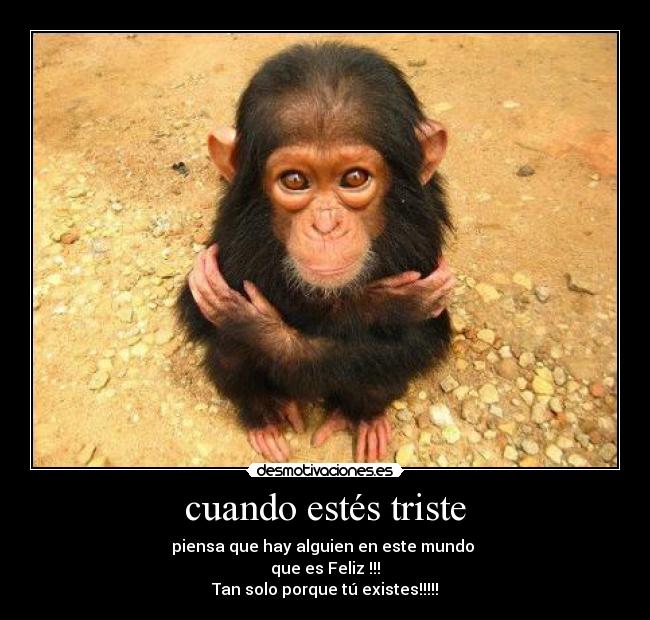 cuando estés triste - piensa que hay alguien en este mundo
que es Feliz !!!
Tan solo porque tú existes!!!!!