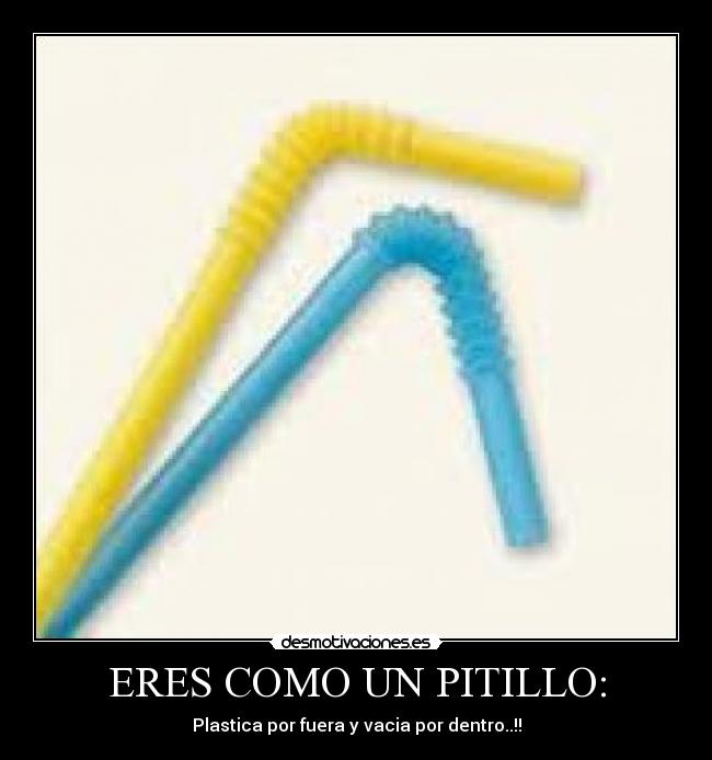 ERES COMO UN PITILLO: - Plastica por fuera y vacia por dentro..!!