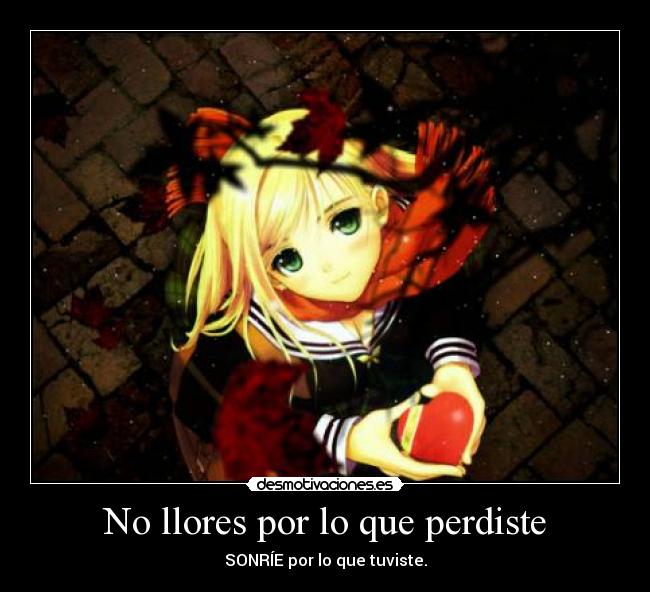 No llores por lo que perdiste - SONRÍE por lo que tuviste.