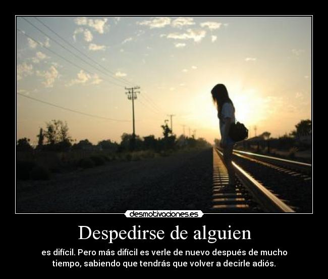 Despedirse de alguien - es difícil. Pero más difícil es verle de nuevo después de mucho
tiempo, sabiendo que tendrás que volver a decirle adiós.