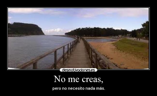 No me creas, - pero no necesito nada más.