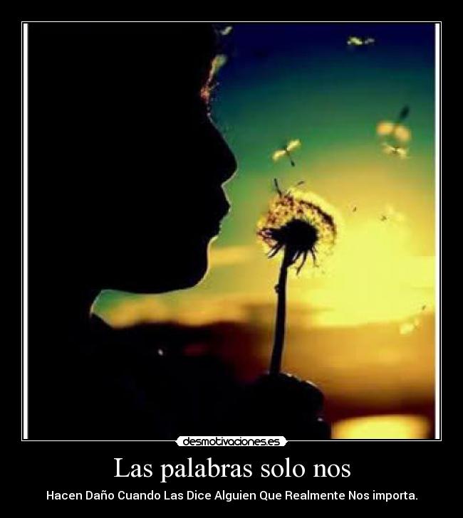 Las palabras solo nos - Hacen Daño Cuando Las Dice Alguien Que Realmente Nos importa.