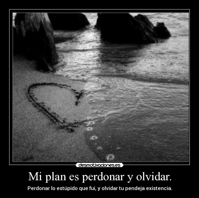 Mi plan es perdonar y olvidar. - Perdonar lo estúpido que fui, y olvidar tu pendeja existencia.