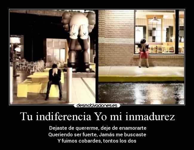 Tu indiferencia Yo mi inmadurez -
