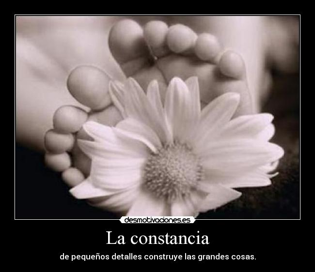La constancia - de pequeños detalles construye las grandes cosas.