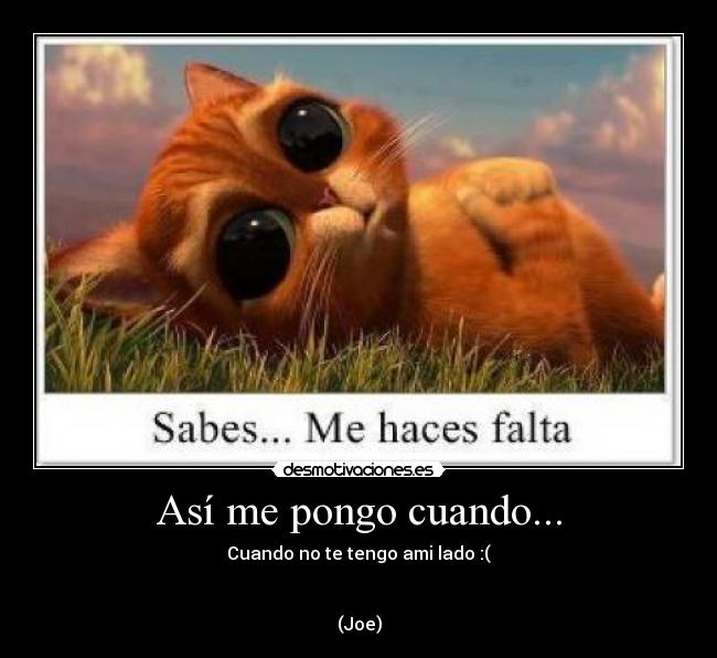 Así me pongo cuando... - Cuando no te tengo ami lado :(


(Joe)